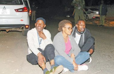 Post editor-in-chief Fred M'membe, his wife Mutinta and Joseph Mwenda in Lusaka