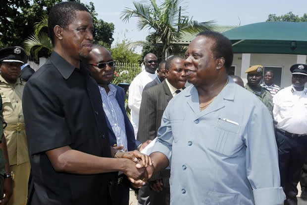 President Edgar Lungu with former vice president Enock Kavindele in Lusaka