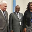 Army Commander Lieutenant General Paul Mihova (c), UN USG Hervé Ladsous (l) and Amb. Kasese-Bota at a meeting on peacekeeping with UN officials in New York.