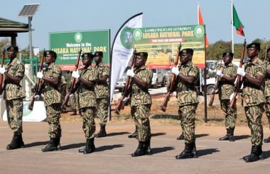 ZAWA officers during the official opening of Lusaka National Park by President Edgar Lungu-Picture by Tenson Mkhala