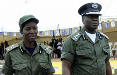 Inspector general of Police Kanganja Kakoma with Charity Munganga in Chipata-Picture by Tenson Mkhala