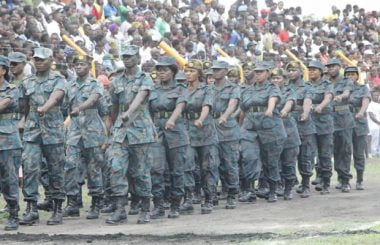 Zambia National Service officers march in Lusaka-Picture by Tenson Mkhala