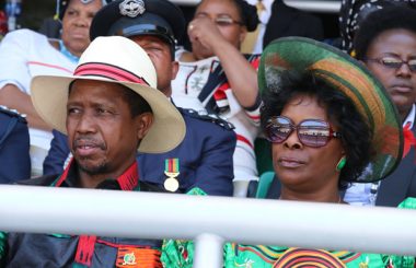 President Edgar Lungu with wife Esther at Heroes Stadium in Lusaka-Picture by Tenson Mkhala