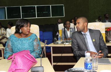 Agriculture Minister Dora Siliya speaks to Works and Supply minister Vincent Mwale in Lusaka-Picture by Tenson Mkhala