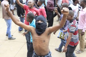 UNZA students during protest at the main campus in Lusaka last year-Picture by Tenson Mkhala