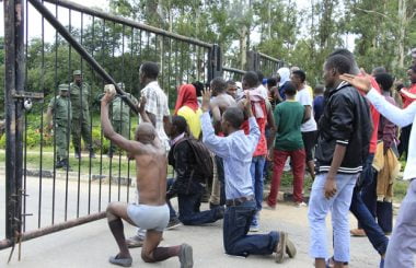 UNZA students during protest at the main campus in Lusaka last year-Picture by Tenson Mkhala