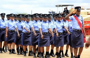 Zambia police officer durin a pass out parade in Lusaka's Lilayi police college-picture by Tenson Mkhala