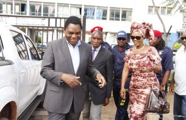 UPND president with former Chongwe MP Sylvia Masebo in Lusaka-picture by Tenson Mkhala