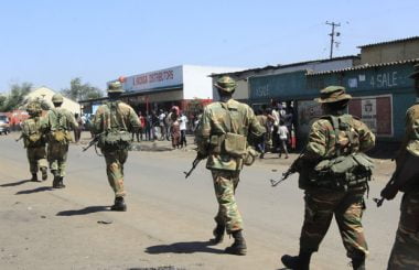 Zambia Army in Kanyama during looting-picture by Tenson Mkhala