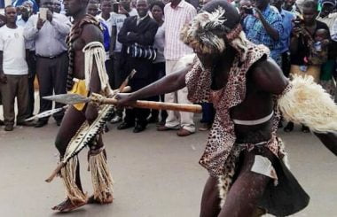 The Impis of the Ngoni people performs during the 2017 N'cwala ceremony in Chipata