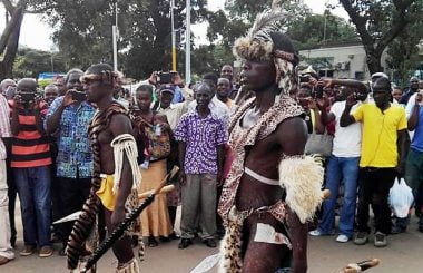 The Impis of the Ngoni people performs during the 2017 N'cwala ceremony in Chipata