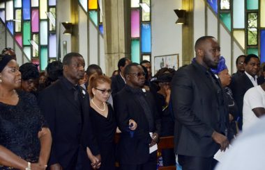 Late Regina Chiluba's family during funeral church service at Cathedral of the Holy Cross in Lusaka-picture by Tenson Mkhala