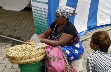 A woman selling groundnuts at East Park Mall in Lusaka -picture by Tenson Mkhala