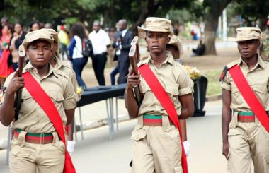 Zambia Cadet on parade during Youth Day celebrations in Lusaka-picture by Tenson Mkhala