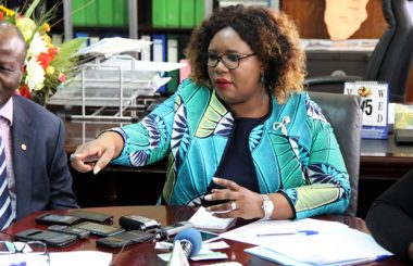 Agriculture minister Dora Siliya speaks to journalist at her office -picture by Tenson Mkhala