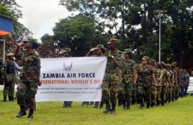 Zambia Air Force brass band during Women Day celebrations in Lusaka-picture by Tenson Mkhala