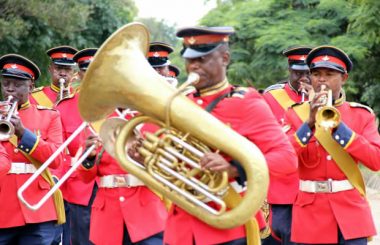 Zambia Army brass band during Youth Day celebrations in Lusaka-picture by Tenson Mkhala