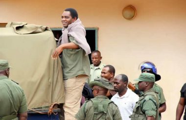 UPND leader Hakainde Hichilema being taken back to Lusaka Central Prison after appearing at Lusaka's Magistrates Court-picture by Tenson Mkhala