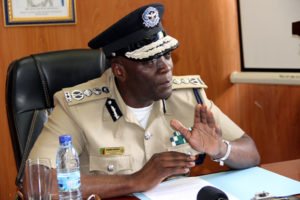 Inspector general of police Kakoma Kanganja speaks to journalist at Police Headquarters-picture by Tenson Mkhala