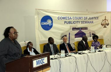 Chief Justice Lombe Chibesakunda speaks during the official opening of the publicity seminar for Zambia by the COMESA court of Justice at Mulungushi International Conference Center in Lusaka-picture by Tenson Mkhala