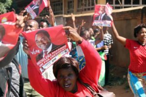 UPND supporters display HH's placard at Court-Picture By Tenson Mkhala