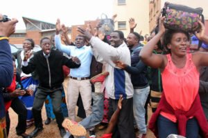 UPND cadres celebrate HH's acquittal - picture by Tenson Mkhala