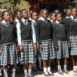 St Columbus Secondary School pupils sing during the launch of the library - picture by Tenson Mkhala