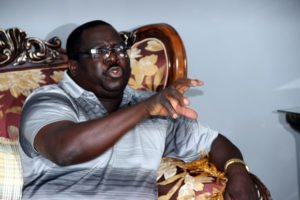 Former Information Minister Chishimba Kambwili speaks to journalist at his house in Lusaka. Picture By Tenson Mkhala