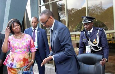 Rwanda President Paul Kagame after laying a wreath at late president Michael Chilufya Sata, late president Levy Patrick Mwanawasa, and late president Frederick Chiluba’s graves at Embassy Park in Lusaka- Picture by Tenson Mkhala