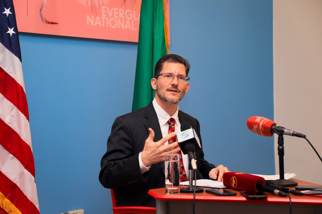 US Ambassador to Zambia Michael Gonzales during a media briefing on Thursday