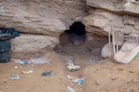 Makeshift tunnel used by illegal miners at Seseli Mine in Chingola