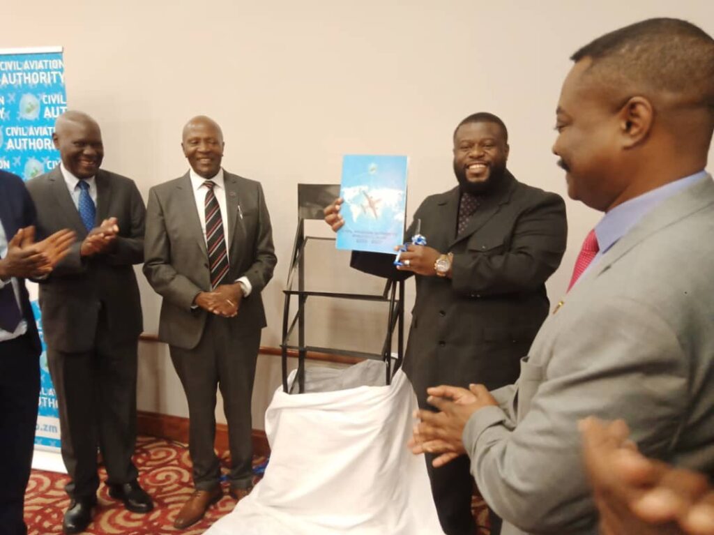 Transport and Logistics Minister Frank Tayali launching the Civil Aviation Authority Strategic Plan for the period 2023 to 2027 -Picture by Philip Chisalu