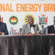 Energy Minister Makozo Chikote, Green Economy and Environment Minister Mike Mposha and Water Development and Sanitation Collins Nzovu at a media briefing - Picture credit Ministry of Information and Media