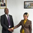 Minister of Home Affairs and Internal Security, Jack Mwiimbu with Mayada Essam Ambassador of the Arab Republic of Egypt to Zambia