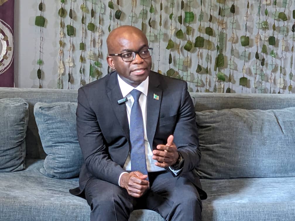 AFDB aspiring presidential candidate Dr Samule Maimbo speaks during a media briefing- Picture by Philip Chisalu
