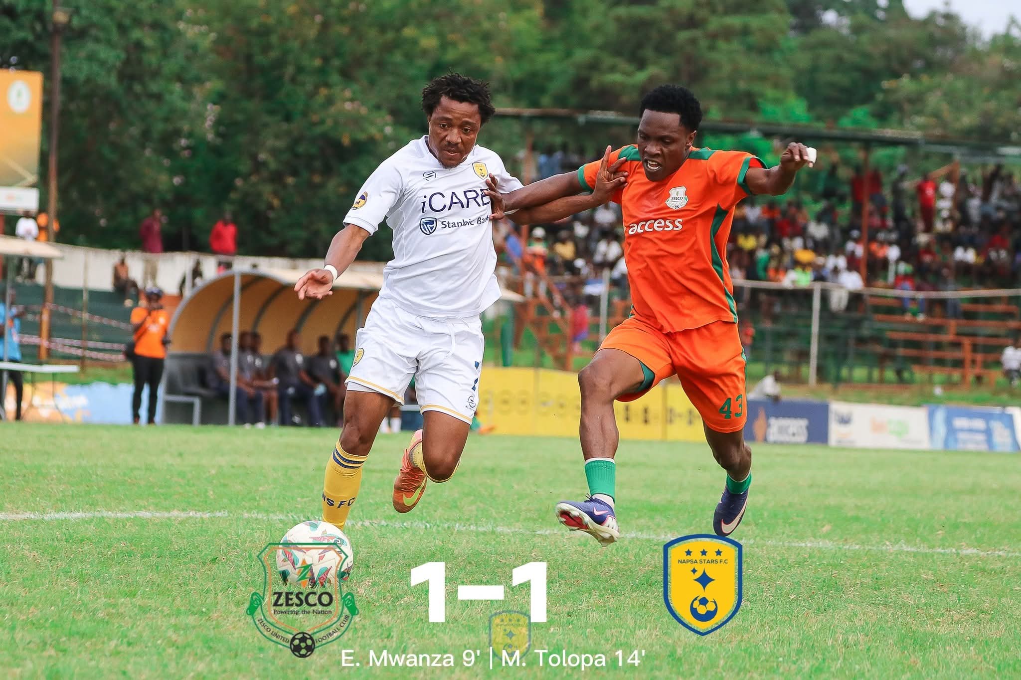 Drama in Ndola as NAPSA use bus as dressing room before holding Zesco – Zambia: News Diggers!