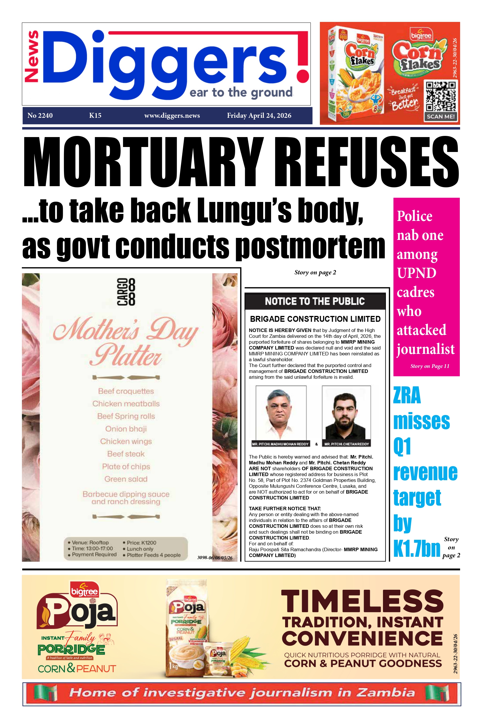 News Diggers Edition 2240 Friday April 24, 2026