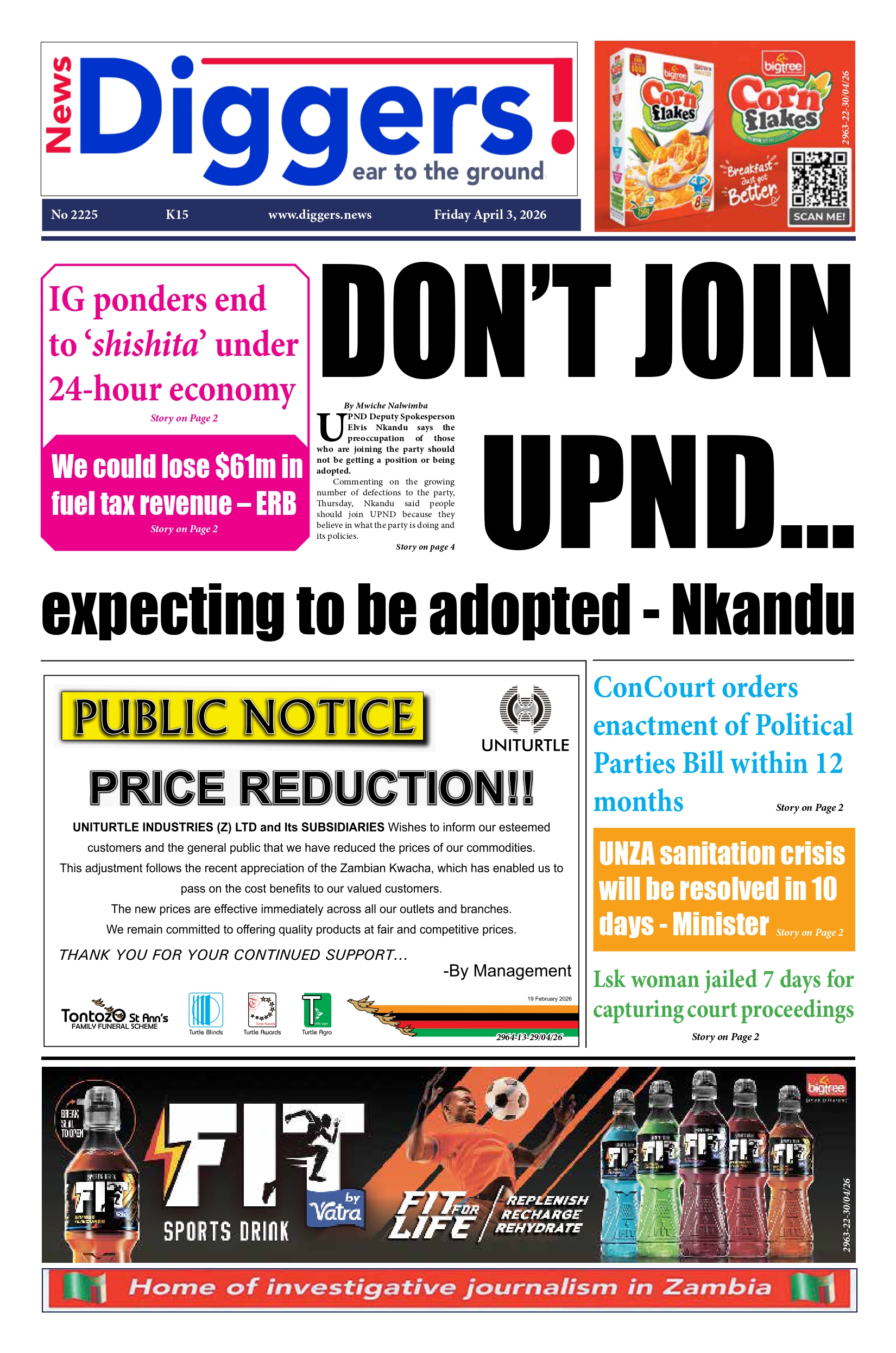 News Diggers Edition 2225 Friday April 3, 2025