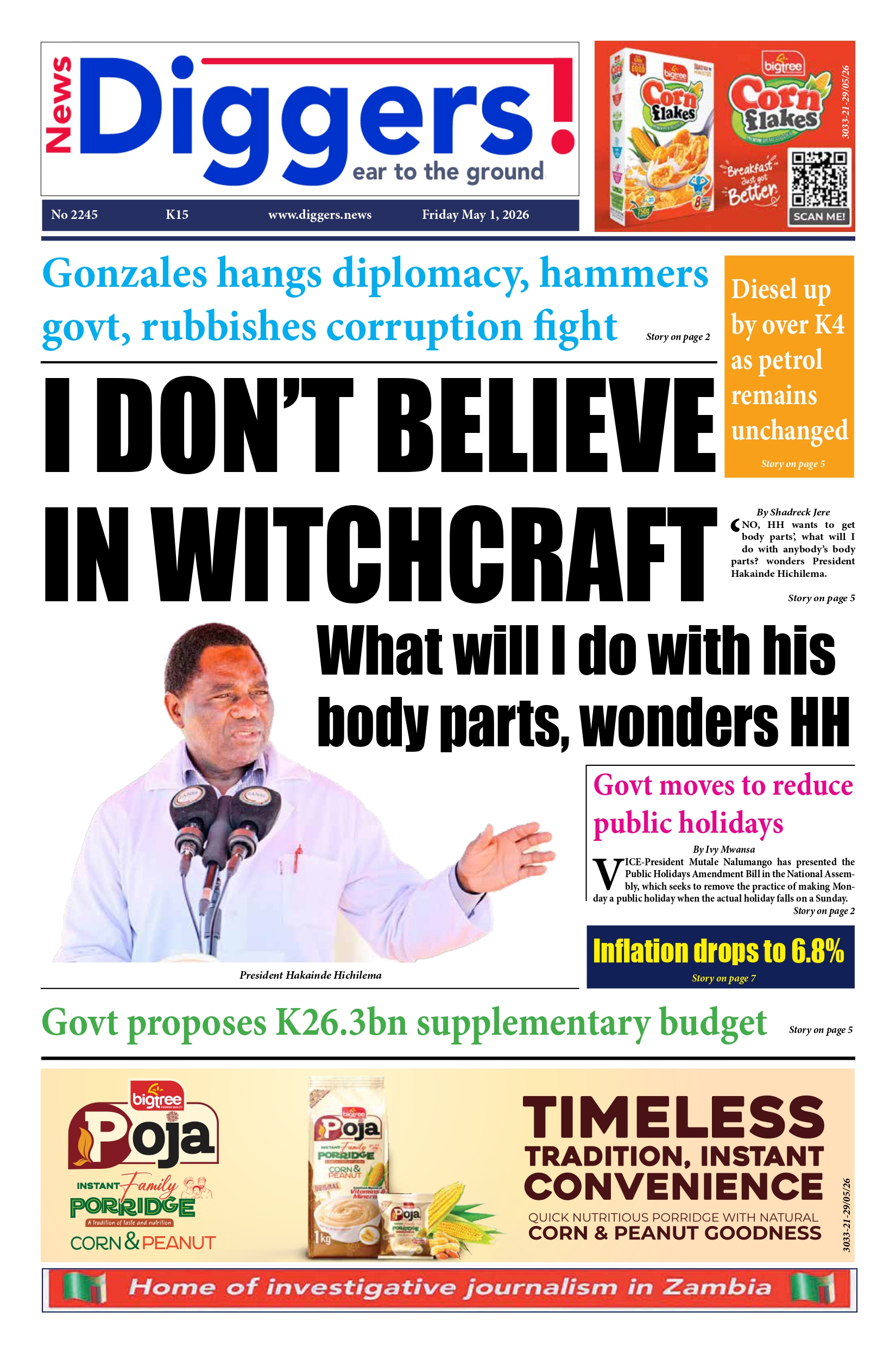 News Diggers Edition 2245 Friday May 1, 2026