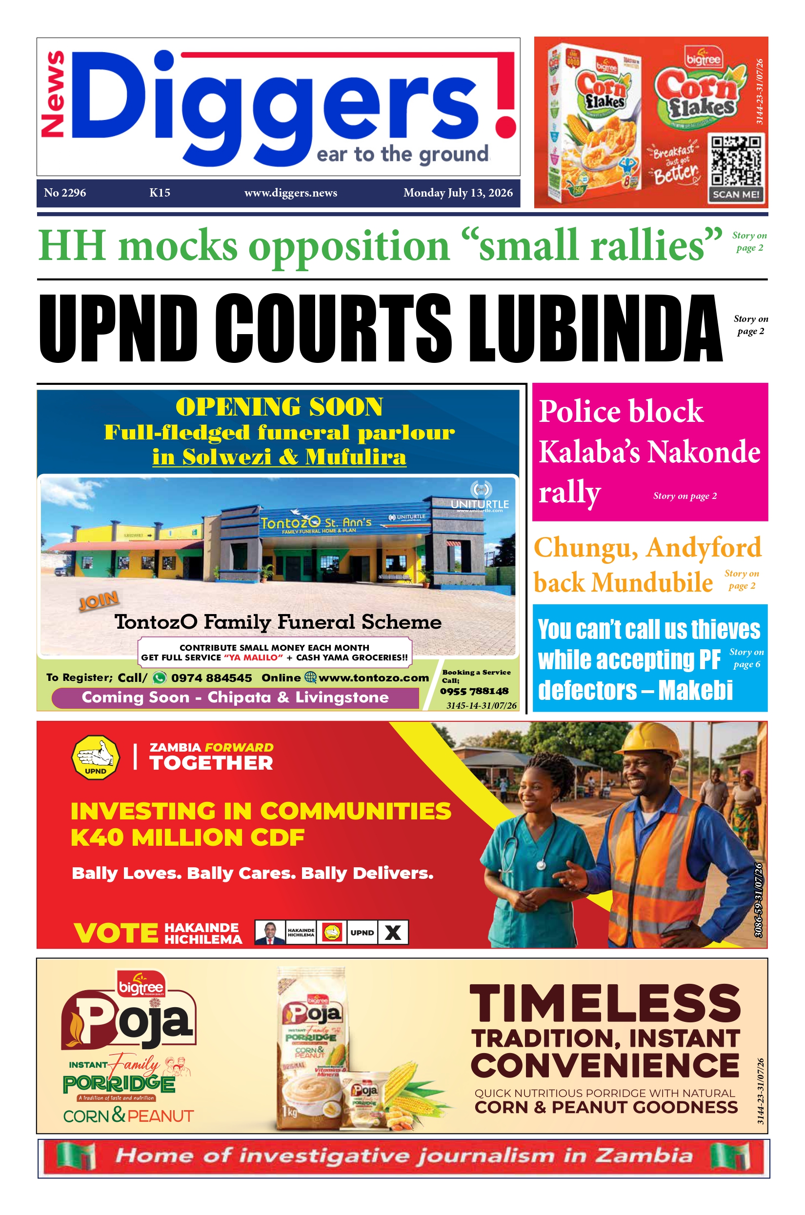 News Diggers Edition 2296 Monday July 13, 2026